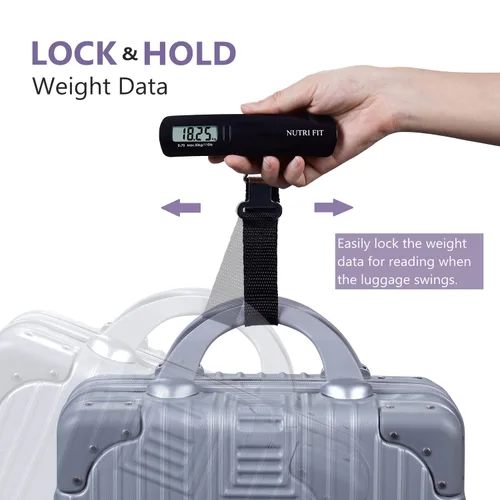 Vista 4 de NUTRI FIT Báscula de peso para equipaje, báscula de pesaje de peces digital de mano P01, EL70-BLACK, talla única, Peso máximo 110 libras