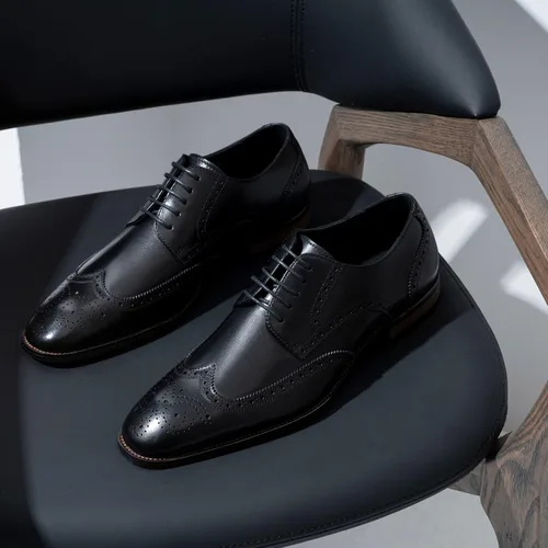 Vista 7 de Jousen Zapatos de vestir para hombre, zapatos de cuero formales Oxford Derby, zapatos de vestir retro Brogue Wingtip para hombres