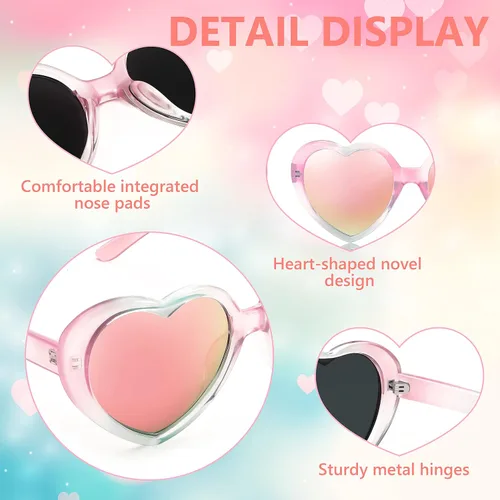 Vista 4 de FEISEDY Gafas de sol polarizadas en forma de corazón de gran tamaño para mujer, UV400 B2337