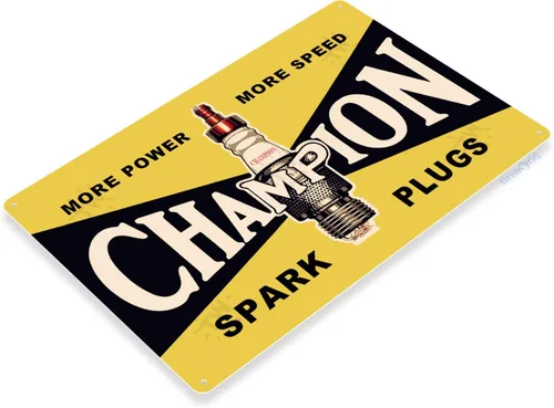 Vista 2 de Tinworld Letrero de estaño: Champion Spark Plug Retro Metal Sign Decor Garage Auto Shop Cave A284