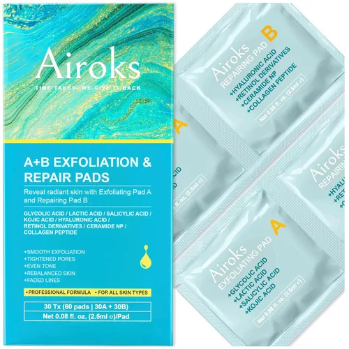 Vista 10 de A+B - Almohadillas faciales exfoliantes y reparadoras de 10 Tx, tratamiento de suero de cáscara ácida de 2 pasos con péptidos hialurónicos