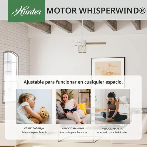 Vista 2 de Hunter Ronan - Ventilador de techo para interiores, 52 pulgadas, blanco