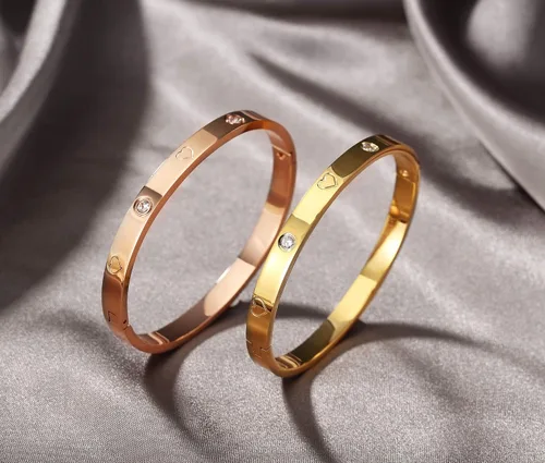 Vista 16 de Regalo de Navidad MVCOLEDY Jewelry - Pulsera chapada en oro o blanco con piedra de corazón de acero inoxidable con cristal para mujer