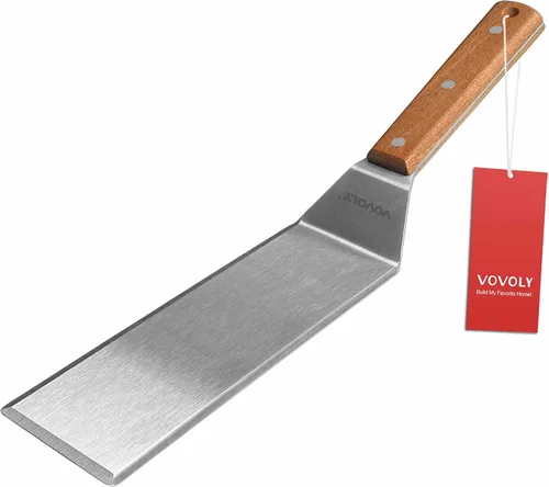 Vista 11 de Espátula pequeña para sartén de hierro fundido, mango de silicona de tang completo, resistente al calor, volteador comercial de grado pesado