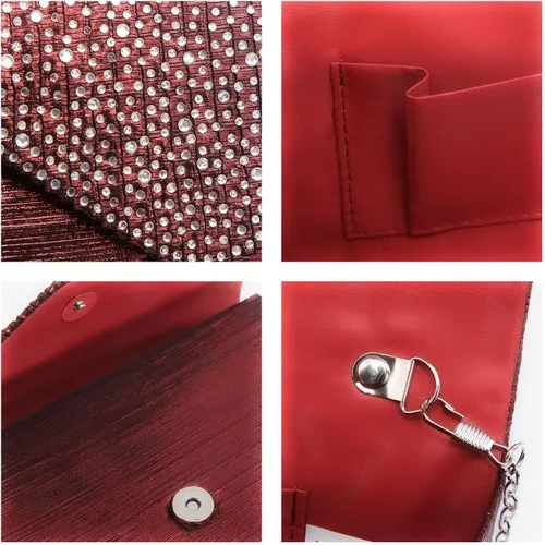 Vista 6 de Dasein Bolso de mano con satén satinado para mujer, tipo embrague, para noche, bandolera, bolsos, fiesta, graduación, boda, sobre
