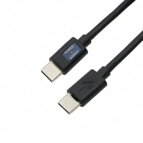 Vista 5 de Cable de alimentación tipo C de ángulo recto macho de 12 V PD a CC de 0.217 x 0.098 in con indicador de alimentación para monitores LCD KiPRO