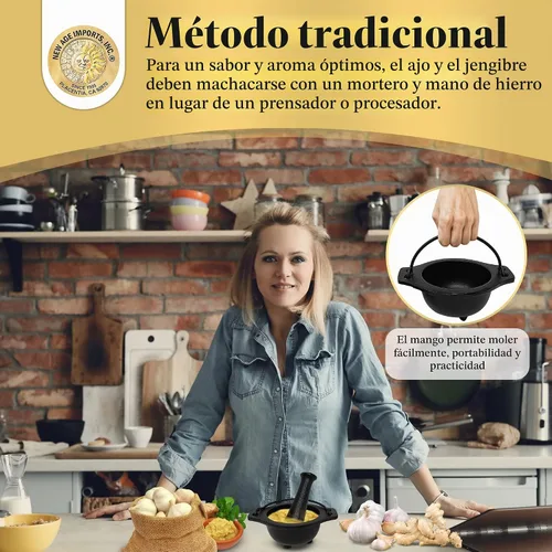 Vista 7 de Juego de mortero y mortero de caldero de hierro fundido