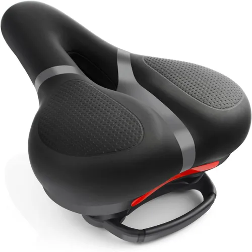 Vista 10 de Reemplazo de asiento de bicicleta, asiento de bicicleta para hombres y mujeres, cómodo sillín de bicicleta ancho con espuma viscoelástica acolchada