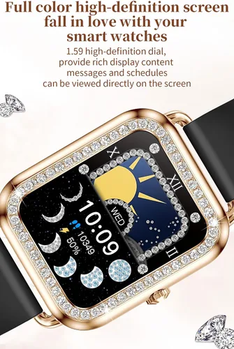 Vista 3 de Yihou Relojes inteligentes para mujer para Android iOS (hacer llamadas), monitor de actividad física con monitor de presión arterial de frecuencia