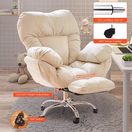 Vista 5 de High Back Desk Chair,High Back Heavy-Duty Computer Home Office Desk Chair,Big and Tall Executive Gaming Chair with Footrest Lumbar Support,White