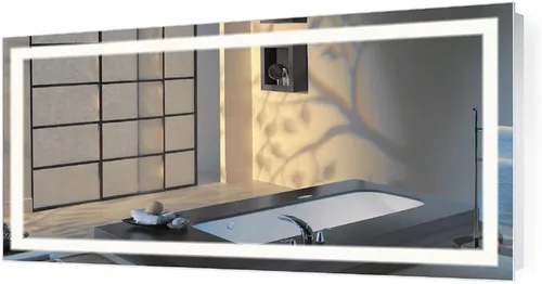 Vista 12 de Krugg Espejo de baño LED cuadrado de 24 x 24 pulgadas Espejo de tocador iluminado incluye atenuador y desempañador Montaje en pared vertical u