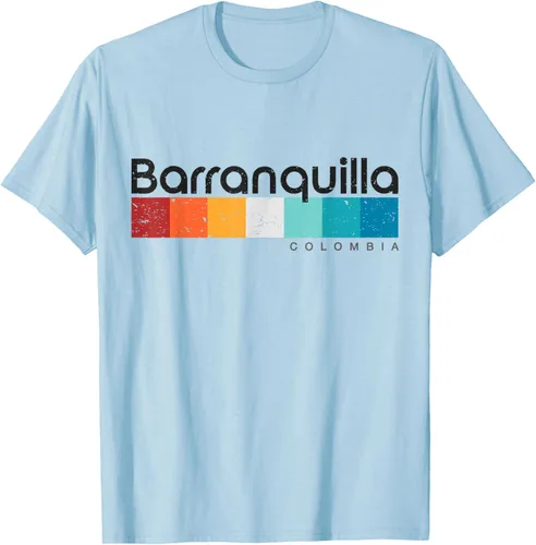 Vista 77 de Barranquilla Colombia - Camiseta de diseño vintage de estilo retro, Blanco, S