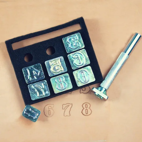 Vista 8 de OWDEN Kit profesional de herramientas de estampado de números de 10 piezas (3/4 de pulgada, 0.748 in de alto) para artesanía de cuero, herramienta