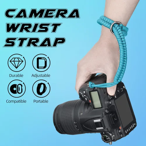 Vista 2 de SUNYA Correa de muñeca para cámara para fotógrafos - Correa de mano de paracord compatible para cámara réflex digital o sin espejo