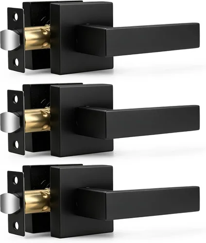Vista 26 de Probrico Palanca de Paso Interior Negro Mate, Manija de Puerta de Pasillo y Armario sin Llave de Servicio Pesado, Herrajes de Interior Resistentes