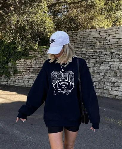 Vista 2 de LUKYCILD Sudadera de fútbol para el día del partido Camiseta de manga larga para mujer Sunday Funday Football Season
