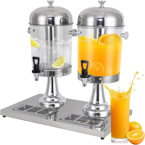 Vista 9 de Dispensadores de 2.2 galones para bebidas en fiestas, dispensador de bebidas con soporte, dispensador comercial de jugo caliente y frío