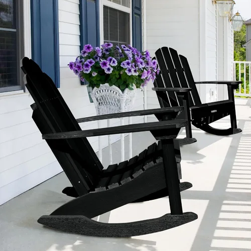Vista 4 de Highwood Classic Westport 2 Adirondack - Mecedoras con mesa auxiliar, color negro
