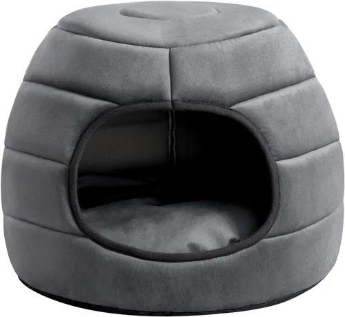 Vista 12 de Hollypet Cueva de cama para gatos de interior para mascotas de hasta 20 Cueva Arqueada Gris Oscuro