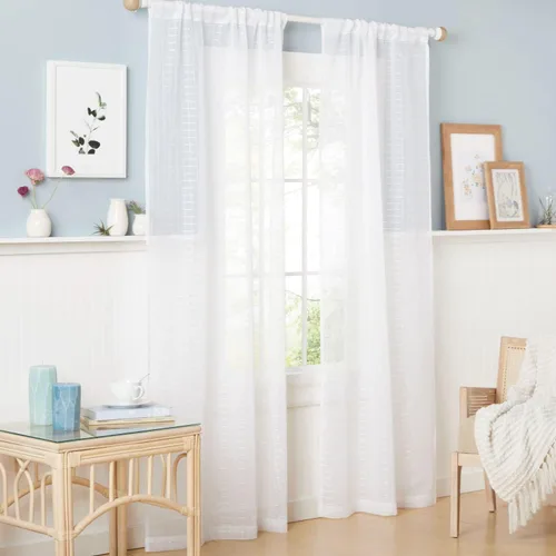 Vista 7 de Estate View™ Cambridge - Par de paneles de cortinas semitransparentes con bolsillo para barra, 38 x 84 pulgadas, color blanco