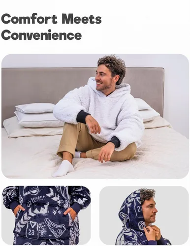 Vista 5 de Sudadera con manta deportiva para hombres y niños, manta portátil de gran tamaño para niños, adolescentes y adultos, sudadera con capucha