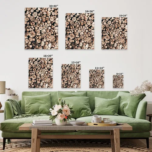 Vista 2 de Poster Master Lienzo de pila de troncos - Impresión de madera - Arte fotográfico - Arte de la naturaleza - Arte de árboles caídos - Regalo