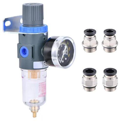 Vista 7 de Regulador de presión del filtro de aire NPT de 1/4", filtro compresor de herramienta de aire trampa de agua con medidor por ZHONG AN