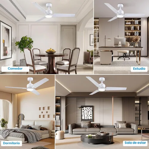 Vista 8 de Newday Ventiladores de techo de 48 pulgadas con control remoto de luces para dormitorio, sala de estar, cocina, oficina, interiores o exteriores