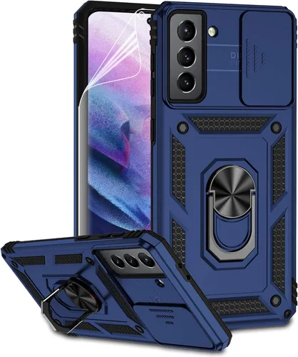 Vista 16 de Funda para Samsung Galaxy S21 con cubierta para lente de cámara, protector de pantalla HD, doble capa de grado militar, probada contra caídas