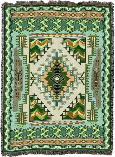 Vista 11 de Pure Country Weavers Manta Butte Clay - Inspirada en los nativos americanos del suroeste - Tapiz manta de regalo tejido de algodón - Fabricado