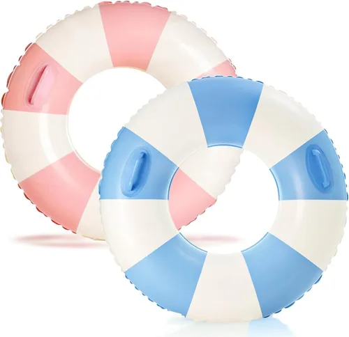 Vista 9 de Flotadores de piscina para adultos, anillo de natación a rayas, flotadores inflables para piscina, balsa para fiesta, agua, verano, playa, tumbona