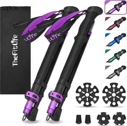 Vista 12 de TheFitLife Bastones de senderismo plegables para senderismo – Bastones plegables ligeros para hombres y mujeres con mango de espuma extra largo