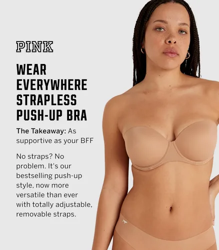 Vista 4 de Victoria's Secret Brasier sin tirantes push up rosa para mujer, color rosa (32A-38DD)