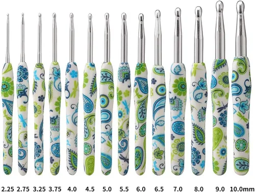 Vista 6 de 2.25mm Gancho de Ganchillo Looen, Mango Ergonómico para Manos Artríticas, Agujas de Tejer de Goma Suave Extra Largas para Principiantes de Crochet
