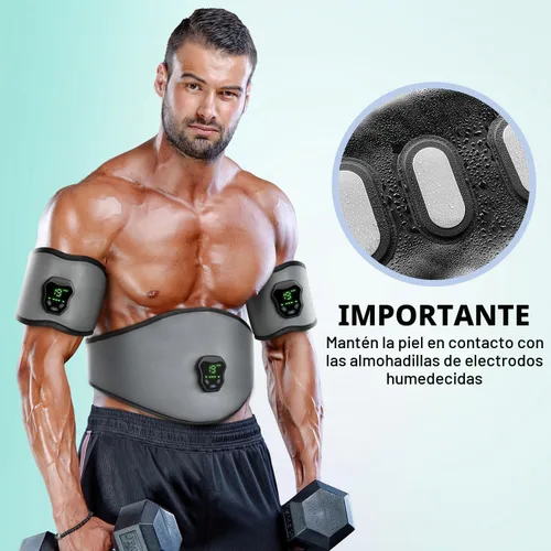Vista 4 de NEWPINE Cinturón de fitness, estimulador muscular alimentado para uso doméstico, para acondicionamiento muscular gris