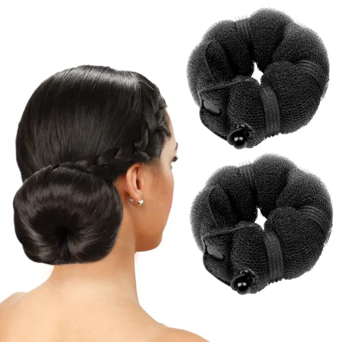 Vista 9 de Goldrose Accesorio de peluquería de belleza, 2 piezas para hacer moños y rizadores en tamaño pequeño y grande (negro)