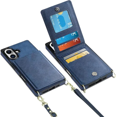 Vista 26 de Vofolen - Funda tipo cartera para iPhone 11 con tarjetero y bloqueo RFID, color negro Crossbody Adjustable Strap Purse Magnetic Clasp Heavy Duty