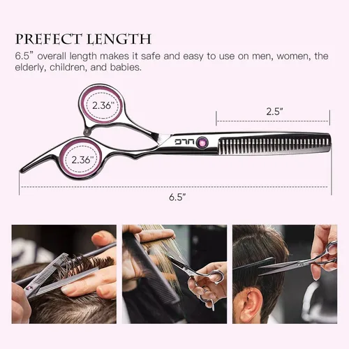 Vista 3 de ULG - Tijeras de corte de cabello, kit de tijeras de adelgazamiento profesional para peluquería y peluquería texturizadora, borde de afeitar, Rosa