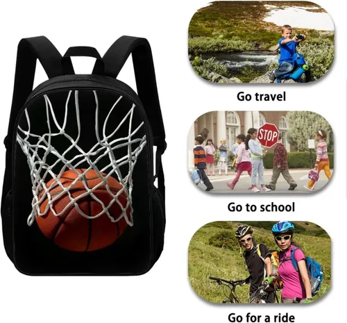 Vista 5 de HUGS IDEA Los animales frescos 3D niños escuela libro bolsa niños impresión mochilas, Baloncesto, Moderno