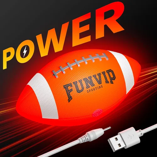 Vista 2 de Funvip Balón de fútbol, pelota recargable que brilla en la oscuridad para niños, tamaño 6, fútbol iluminado, ideas de regalo de Pascua, regalos