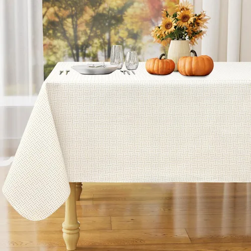 Vista 18 de misaya Mantel rectangular de vinilo impermeable, mantel lavable con reverso de franela, mantel de plástico para cena, picnic, interior y exterior