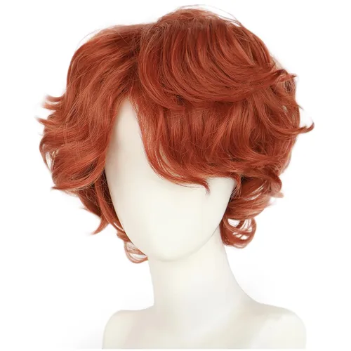 Vista 2 de Peluca naranja para hombre, estilo desordenado, corto, esponjoso Jengibre