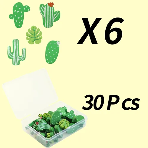 Vista 5 de 30 pines decorativos de cactus para pulgares en verde, bonita decoración de oficina para tablero de anuncios de corcho, fotos, mapas de pared