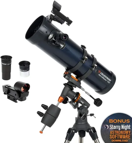 Vista 2 de Celestron Telescopio Newtoniano AstroMaster 130EQ - Óptica de vidrio totalmente recubierta - Kit de software y accesorios de astronomía adicional