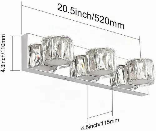 Vista 7 de Aipsun 3 luces de cristal para tocador sobre espejo, modernas luces LED para tocador de baño, accesorios de iluminación (luces blancas)