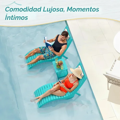 Vista 4 de Sillas de piscina con reposacabezas para 8-10 agua, color azul Azul (Aruba Blue)