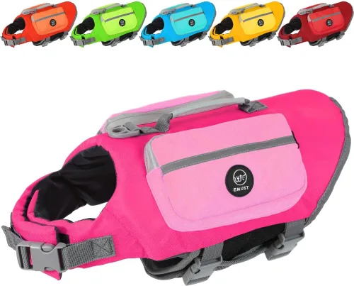 Vista 7 de EMUST Chaleco flotante para perros, chaleco salvavidas para perros pequeños con asa de rescate, chaleco salvavidas para perros pequeños, salvavidas