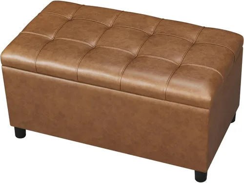 Vista 16 de Joveco Banco Otomán de Almacenamiento, 33 Pulgadas de Cuero Sintético Rectangular con Capitoné, Taburete para los Pies al Pie de la Cama