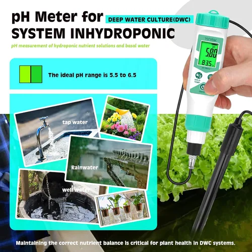 Vista 6 de Medidor de pH inteligente para laboratorio, probador digital de pH, kits de prueba de pH hidropónico precisos, medidor de pH con línea