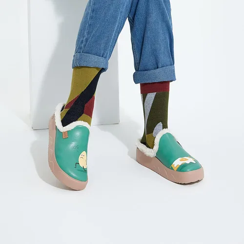 Vista 3 de UIN - Pantuflas de mujer, cómodas, modernas, pintadas con diseños artísticos, para viajar, con punta ancha, estilo informal, para el hogar